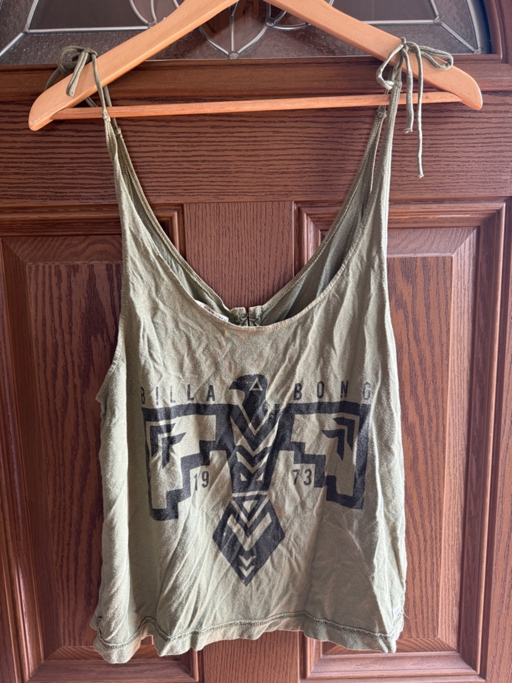Vintage Billabong Olive Green Tie-Strap Graphic Tank Top